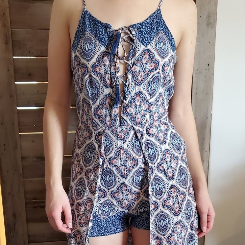 Lace-Up Maxi Romper/Jumper